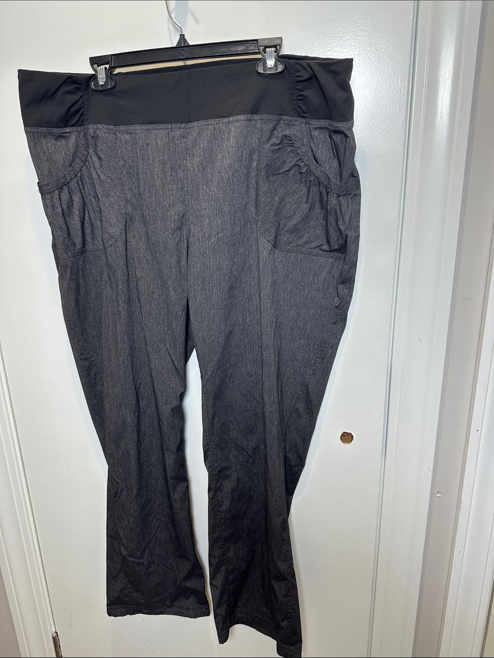 Prana Charcoal Black Wide-Leg Maternity Pants with Support Panel (61)